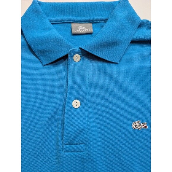 Vintage Lacoste Men Soft Cotton Teal Short Sleeve Silver Logo Polo Shirt Medium - Picture 2 of 5